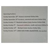 Upcoming auction schedule. Don