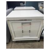 Scratch/Dent white knight stand with glass drawer