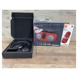 JBL headphones and speaker and CD radio boombox