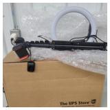 Photo tripod with halo light, used.