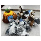 Vibrant life dog toys. Volcano. Raccoon. Animals.