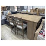 Bar height table with side wine rack and 4 pub