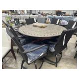 Sunbrella pub height patio table with 6 swivel
