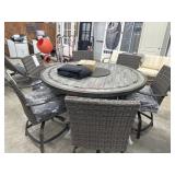 Sunbrella pub height fire pit patio table with