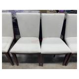 2 upholstered wood leg dining chairs