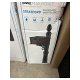 Stratford black plastic mailbox & post kit