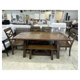 Farmhouse style 6 piece dining set with 4 chairs