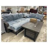 Sunbrella sectional patio sofa with fire pit