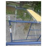 Metaltexh blue scaffolding with wallboard
