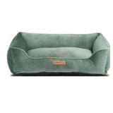 Large faux velvet pet bed