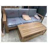 2 pc teak wood patio sofa and table MSRP 1499