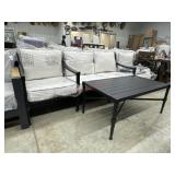 4 piece metal patio set with upholstered cushion