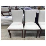 2 upholstered wood leg dining chairs