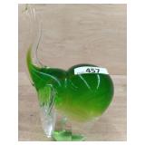 ART DECO ELEPHANT - CLEAR/ GREEN  PAPERWEIGHT