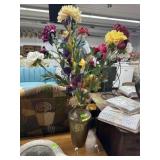 Brass Planter with flower arrangement