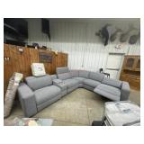 6pc Grey sectional, electric recliners, one end