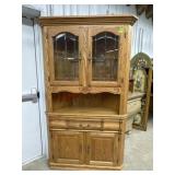 Solid Oak corner hutch, bent wood furniture