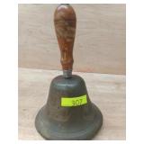 BRASS WOOD HANDLED TEACHERS BELL * SCRATCHES ON