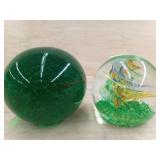 1 LOT - 2 PCS - LARGE DARK GREEN GLASS