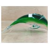 1 OT - 2 PCS - GREEN/CLEAR GLASS DOLPHIN AND