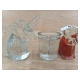 1 LOT = 3 PCS - CLEAR/RED GLASS DOG STATUTE,