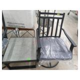 New Black patio table and swivel chair