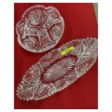 1 LOT - 2 PCS - CRYSTAL RELISH DISH AND CRYSTAL