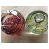 1 LOT - 2 PCS -  CLEAR W.BROWN SWIRL AND RED