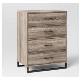 Threshold mixed material 4 drawer dresser light