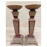 1 PR - APPROX 13 " H - METAL TAUPE AND BURGANDY