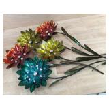1 LOT - 5 PCS - METAL FLOWERS WALL ART - 2 BURNT