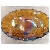 LARGE IRIDESCENT ORANNGE CENTERPIECE BOWL W/FRUIT