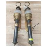 1 PAIR ELECTRIC BRASS WALL LIGHTS