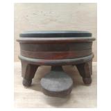 APPROX 13" DIAMETER WOOD FLORAL TOP - FOOT PEDAL