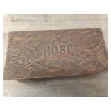 EMBOSSED WOOD BOX - HOSE ON TOP -  HOSE ON INSIDE