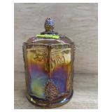 ORANGE IRIDESECENT CANDY DISH GRAPE PATTERN