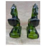 1 PR - DARJK GREEN REARED HORSE BOOKENDS