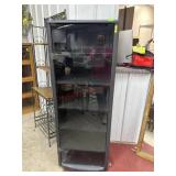 Black rolling media cabinet with glass door