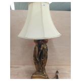 TABLE LAMP - 3 GODDESSES GOLD W/BLACK OVERWASH