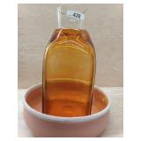 1 LOT - 2 PCS - BURNT ORANGE SQUARE VASE AND FAUX