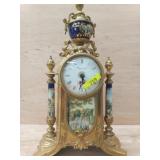 IMPERIAL MANTEL CLOCK - GOLD METAL WITH CHINA
