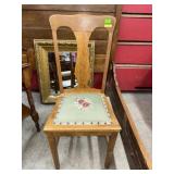 Oak nanas chair with upholstered needlepoint seat