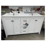 60 Double Pedestal Sink, One sink and top are