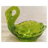 APPROX 6" GREEN GLASS SWAN