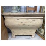 Distressed architectural pedestal table with