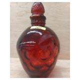 RUBY RED REVERSED BUBBLE BOTTLE WITH SWIRLED
