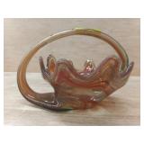 ART DECO TAUPE COLORED GLASS BASKET