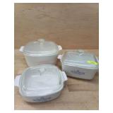 1 LOT - 3 PCS - CORNINGWARE CASSEROLE DISHES