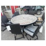 Brand new Sunbrella patio stable and 6 chairs.