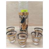 COCKTAIL SET - CYLINDER PITCHER AND 5  GLASSES  (
